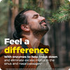 Man breathing in fresh air in a forest, feel a difference graphic