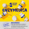 Enzymedica bottles on yellow, brand mission graphic