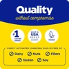 Quality without compromise graphic with made in USA and vegan icons and free-from list