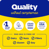 Quality without compromise graphic with vegetarian, clean label and made in USA icons