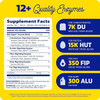 Kids Digest 60 tablet supplement facts, 12+ quality enzymes graphic