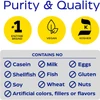 Purity & quality graphic with vegan and kosher icons and contains-no list