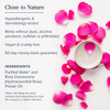 Rose petals and bowl, close to nature, made without dyes, alcohol, parabens, sulfates or phthalates