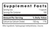 Calcium Citrate supplement facts, 150 mg calcium per capsule, 180 servings
