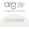 Allergy Research Group celebrating 45 years logo graphic