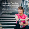 Woman resting on stairs with a water bottle, Hypothalamus glandular graphic