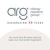 Allergy Research Group celebrating 45 years logo graphic