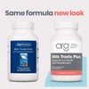 Old and new Milk Thistle Plus bottle designs, same formula new look