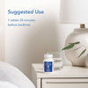 Slow Motion Melatonin bottle on a nightstand, suggested use 1 tablet before bedtime