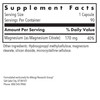 Magnesium Citrate supplement facts panel, 170 mg per capsule, 90 servings