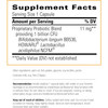 Probiotic Pearls supplement facts panel, 1 billion CFU per pearl