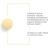 Probiotic pearl with active Lactobacillus and Bifidobacterium cultures callout, no salt, wheat or artificial colors