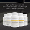 Row of Integrative Therapeutics bottles, supplements previously available only through health care professionals graphic