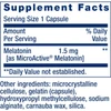 Melatonin IR/XR supplement facts panel, 1.5 mg MicroActive Melatonin