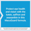 MacuGuard formula with lutein, saffron and zeaxanthin text graphic