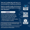 MacuGuard directions and warnings with gluten free, non-GMO and 1 daily icons