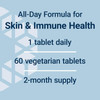Vitamin C 24-Hour dosage graphic, 1 tablet daily, 60 vegetarian tablets, 2-month supply