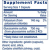 Glucosamine Sulfate supplement facts, 750 mg per capsule, contains shellfish