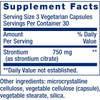 Strontium Caps supplement facts, 750 mg strontium citrate per 3 capsule serving