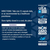 Resveratrol Elite directions, storage and warnings with made in USA, gluten free and non-GMO icons
