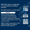 Pomegranate Complete directions, storage and warnings with made in USA, gluten free and non-GMO icons