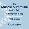 L-Glutamine Powder dosage graphic, 1/2 teaspoon a day, 100 grams, 50-day supply
