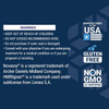 Breast Health Formula warnings and trademark notes with made in USA, gluten free and non-GMO icons