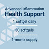 Advanced Curcumin Elite dosage graphic, 1 softgel daily, 30 softgels, 1-month supply