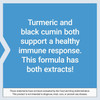 Turmeric and black cumin both in one formula text on blue