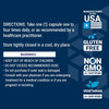 Blueberry Extract directions and warnings with made in USA, gluten free and non-GMO icons