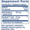Blueberry Extract supplement facts, 425 mg wild blueberry extract and 75 mg BlueActiv wild blueberry extract