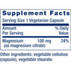 Magnesium (Citrate) supplement facts, 100 mg magnesium as magnesium citrate per capsule