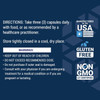 Whole Food Multivitamin directions and warnings with made in USA, gluten free and non-GMO icons