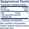 PQQ supplement facts, 20 mg pyrroloquinoline quinone disodium salt per capsule