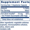 Iron Protein Plus supplement facts, 15 mg iron from 300 mg IronAid iron protein succinylate