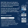 Triple Action Blood Pressure directions, caution and warnings with made in USA, gluten free and non-GMO icons