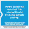 Patented blend of two herbal extracts text on blue
