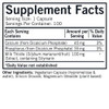 Milk Thistle supplement facts, 100 mg milk thistle fruit extract containing silymarin per capsule