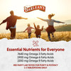 Family running in a field, essential nutrients for everyone omega 3, 6 and 9 amounts graphic