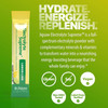 Electrolyte Supreme stick pack, hydrate, energize, replenish graphic with gluten free, soy free and vegan icons