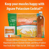 Potassium Cocktail pouch, jar, stick pack and drink with key mineral amounts
