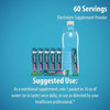 Blue Raspberry stick packs and drink, 60 servings with suggested use, 1 packet in 16 oz water