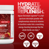 Hydrate, energize, replenish graphic with Fruit Punch jar and quality icons