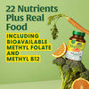 Men's Advanced bottle with produce, 22 nutrients plus real food graphic