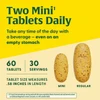 Mini and regular tablets compared, two mini tablets daily, 60 tablets, 30 servings