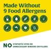 Made without 9 food allergens icons, no synthetic dyes or unnecessary binders or fillers