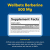 WellBetX Berberine supplement facts, 500 mg per capsule, free-from list