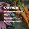 Hands holding carrots, Natural Factors Our Values sourced with integrity graphic