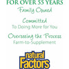 Natural Factors for over 55 years family owned, farm-to-supplement graphic