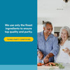 Older couple cooking vegetables, third party certified ingredients graphic